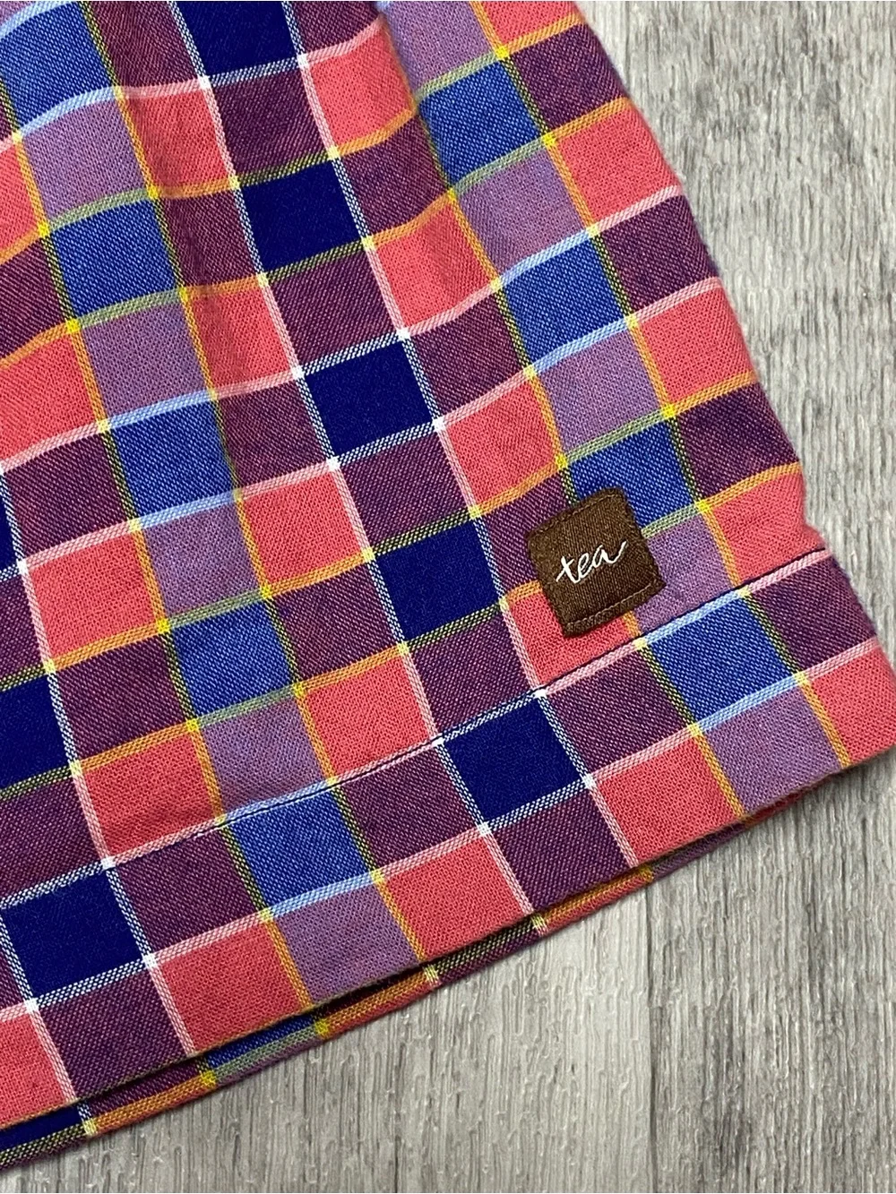 Girls Pink and Blue Plaid Short Sleeve Dress